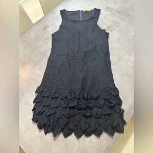 Alice + Olivia Black Lace Petal-Hem Dress – Size M